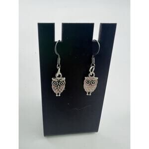 Handmade Owl Dangle Earrings Silver Owl Lover Gift New